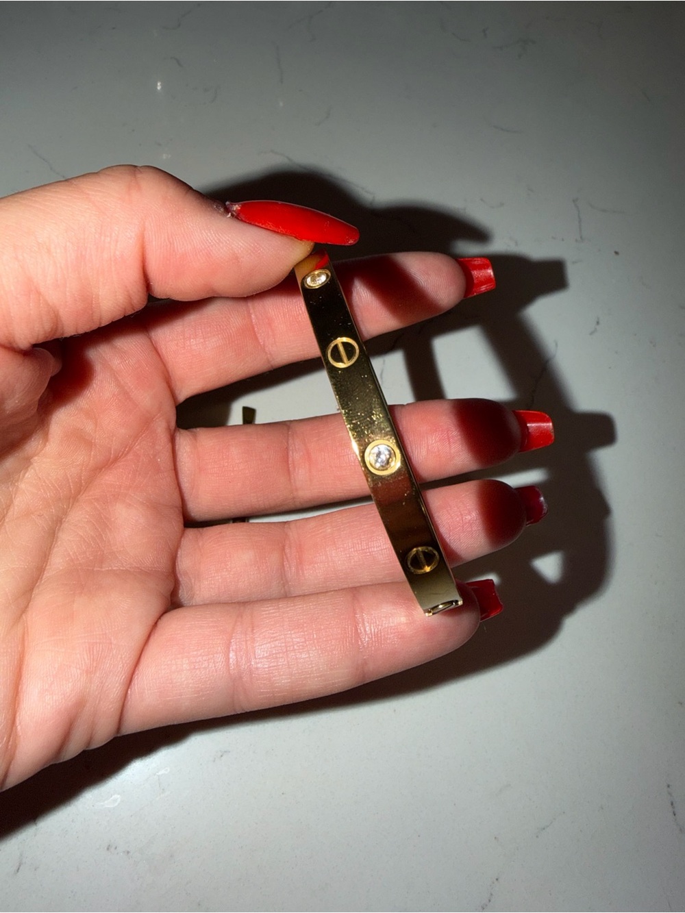 Gold Screw Motif Bangle Bracelet